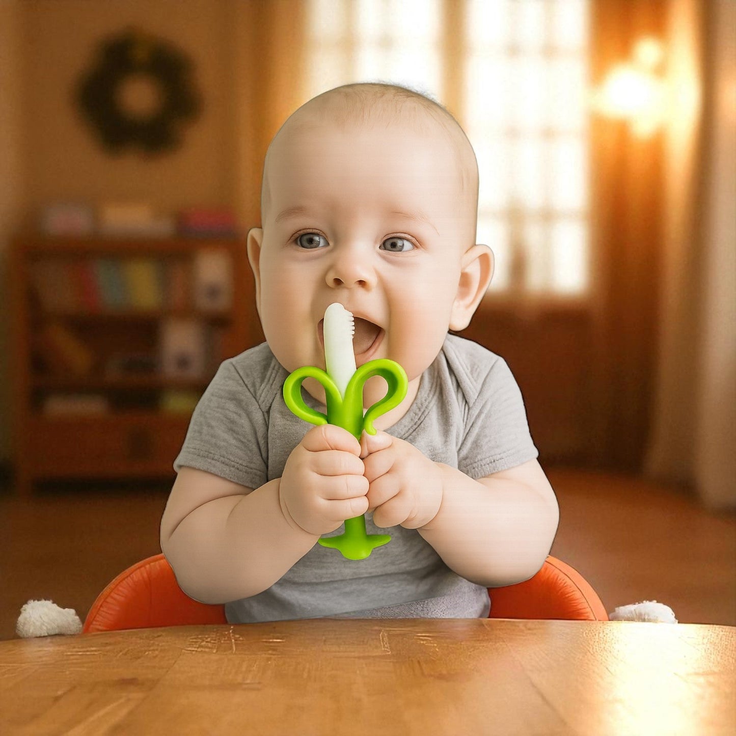 Anneau de Dentition - BananaChewBrush™ - Vert - Jouet Malin