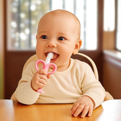 Anneau de Dentition - BananaChewBrush™ - Rose - Jouet Malin