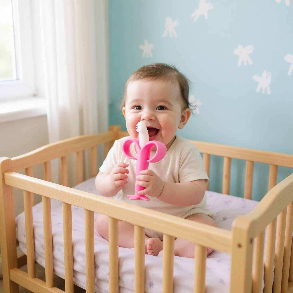 Anneau de Dentition - BananaChewBrush™ - Rose - Jouet Malin