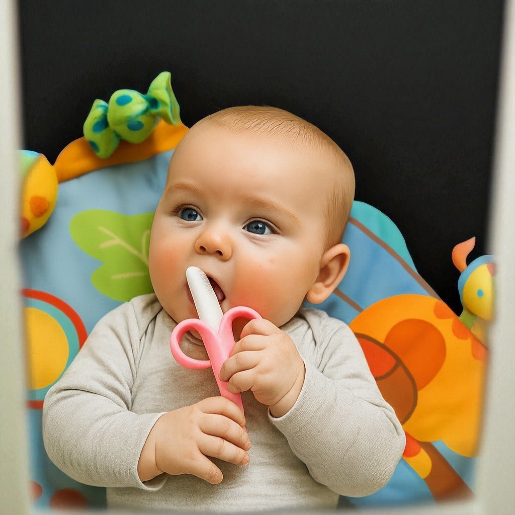 Anneau de Dentition - BananaChewBrush™ - Rose - Jouet Malin